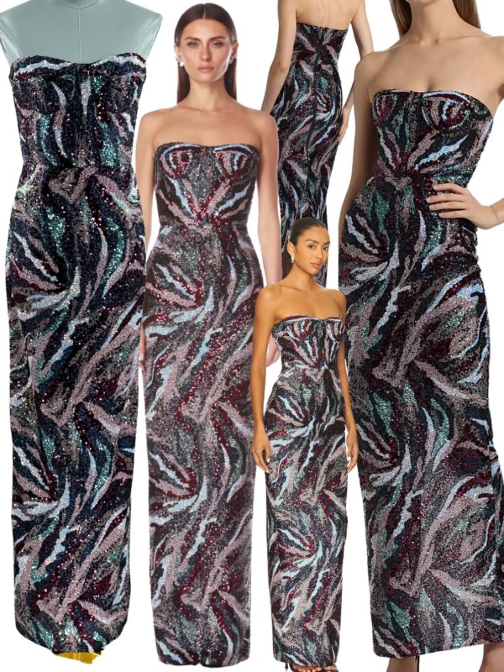 🆕 BRONX & BANCO 🧿 NWOT Dahlia Pink Multi Strapless Maxi Dress, Sz S US 4